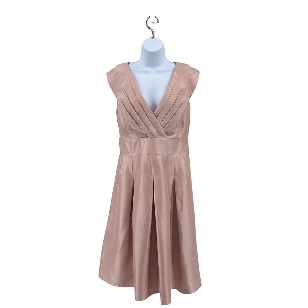 Jessica Howard Pink Formal Dress Womens 14 Belted Cap Sleeve Fit & Flare Pleated